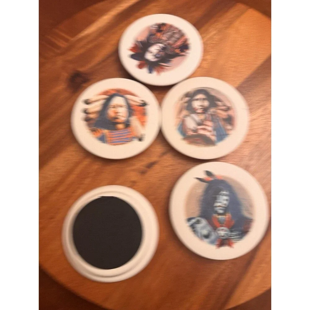 UNBRANDED  NATIVE AMERICANS Stopper Coaster Set Of  FIVE